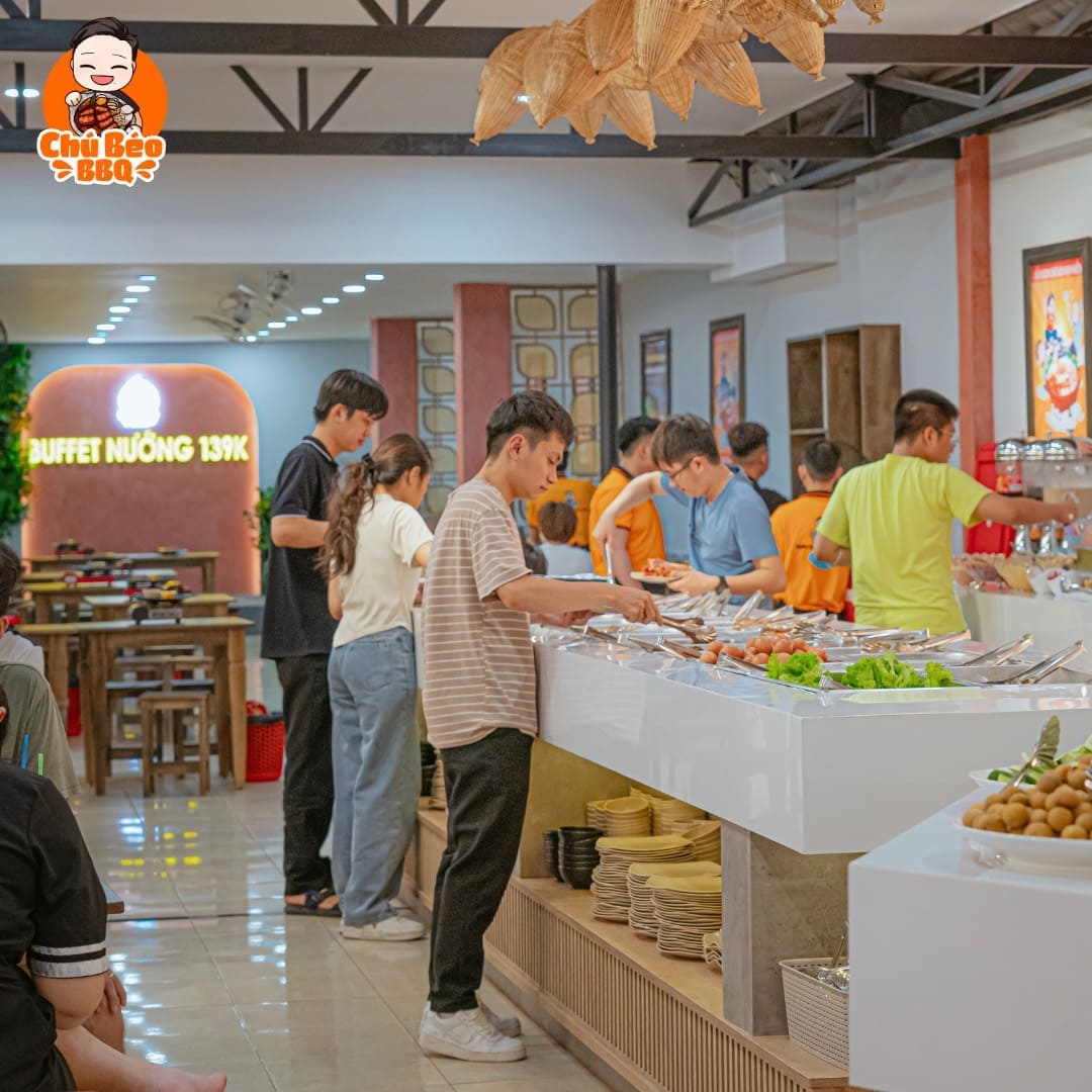 Vé Buffet Nướng Chảo Gang 139k - Chú Béo BBQ