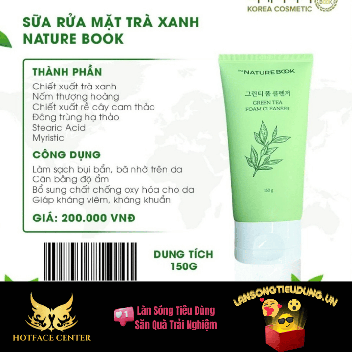 Sữa Rửa Mặt Trà Xanh Nature Book